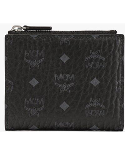 MCM Bifold Snap Wallet In Visetos Original - Black