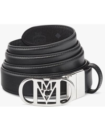 MCM Mode Travia Reversible Belt 1" In Embossed Leather - Black