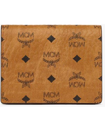 MCM Aren Snap Wallet With Coin Pocket In Visetos - Natural