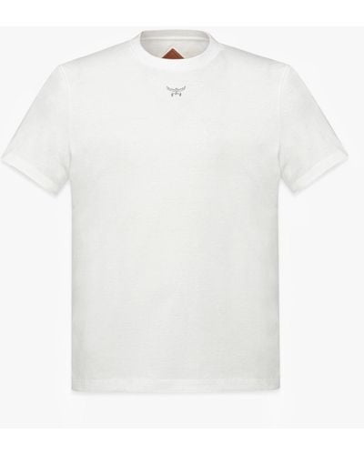MCM Essential Logo Print T-shirt In Organic Cotton - White