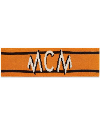 MCM Intarsia Logo Wool Headband - Orange