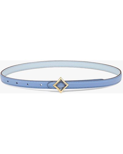 MCM Reversible Diamond Buckle Belt In Nappa Leather - Blue