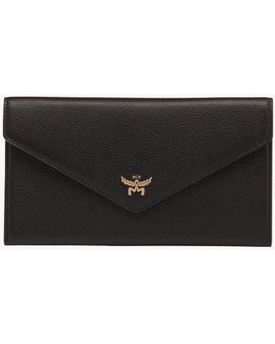 MCM Himmel Continental Pouch In Embossed Leather - Black