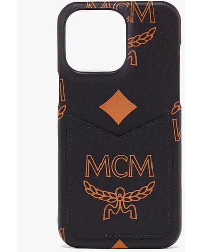 MCM Iphone 15 Pro Max Case In Maxi Visetos - Black