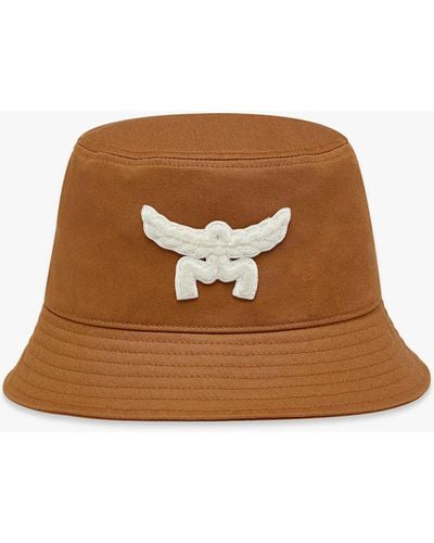 MCM Essential Logo Bucket Hat In Cotton Twill - Brown