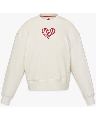 MCM Heart Logo Sweatshirt In Organic Cotton - White