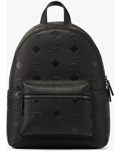 MCM Stark Backpack In Maxi Monogram Leather - Black