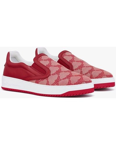 MCM Neo Terrain Slip-on Sneakers In Lauretos Jacquard - Pink