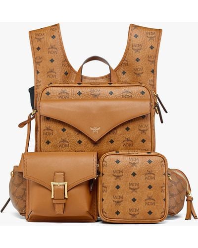 MCM Aren Multi-backpack In Visetos - Brown