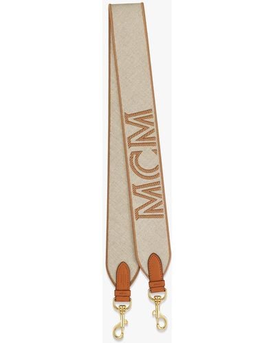 MCM Aren Logo Fabric Shoulder Strap - White