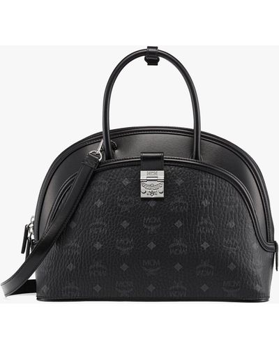 MCM Tracy Tote In Visetos Leather Mix - Black