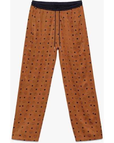 MCM Classic Logo Silk Pajama Pants - Brown