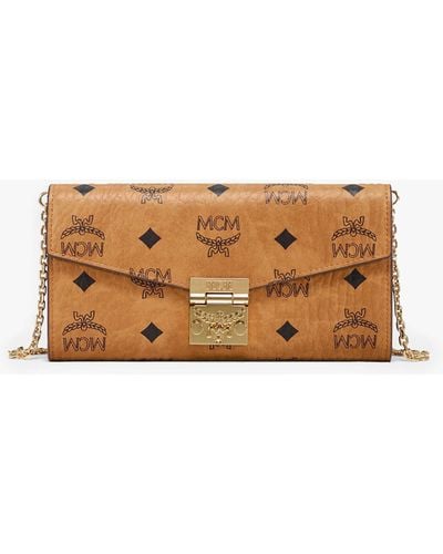 MCM Tracy Wallet On Chain In Visetos - Brown