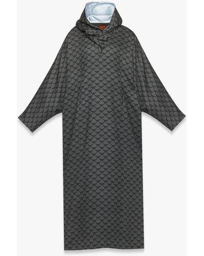 MCM Lauretos Print Hooded Kaftan Dress In Tm - Black