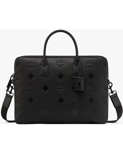 MCM Klassik Briefcase In Maxi Monogram Leather - Black