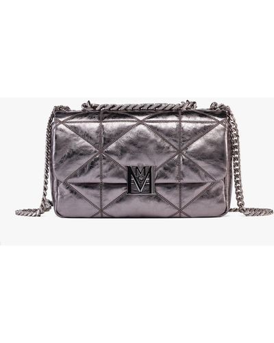 MCM Travia Quilted Shoulder Bag In Crushed Calf Leather - Grey