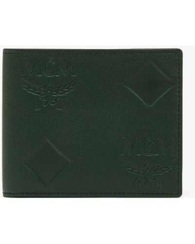 MCM Aren Bifold Wallet In Maxi Monogram Leather - Green