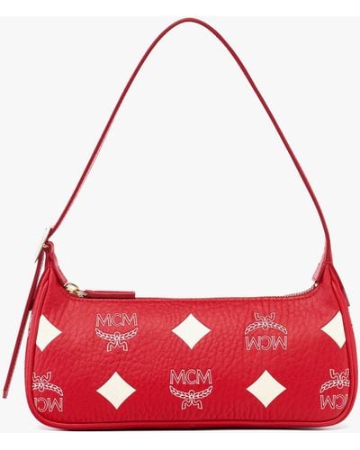 MCM Aren Shoulder Bag In Maxi Visetos - Red