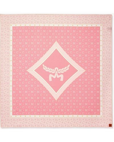 MCM Diamond Monogram Scarf In Organic Silk - Pink
