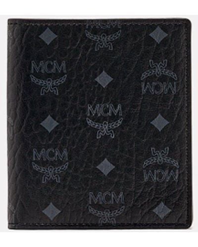 MCM Bifold Card Wallet In Visetos Original - Black