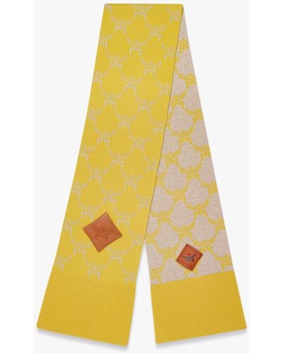 MCM Reversible Lauretos Stole In Wool And Recycled Cashmere - Yellow