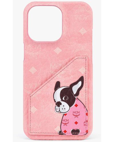 MCM Iphone 13 Pro Case W/ Card Slot In Visetos - Pink