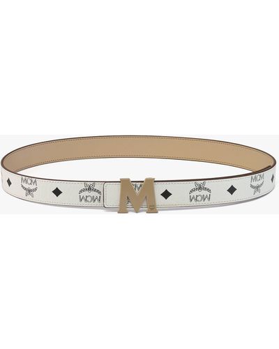 MCM Reversible One Size Belt White One Size at  Women's Clothing store