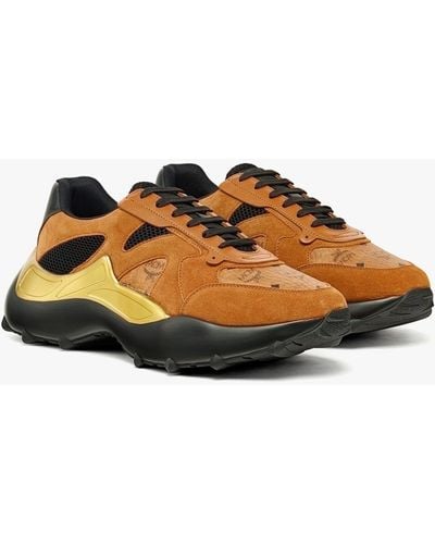 MCM Skystream Trainers In Visetos Leather Mix - Brown