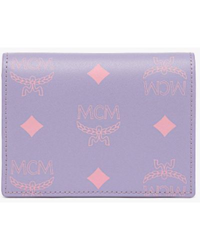 MCM Aren Snap Wallet In Colour Splash Logo Leather - Purple