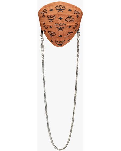 MCM Monogram Knit Face Accessory With Chain - Multicolor