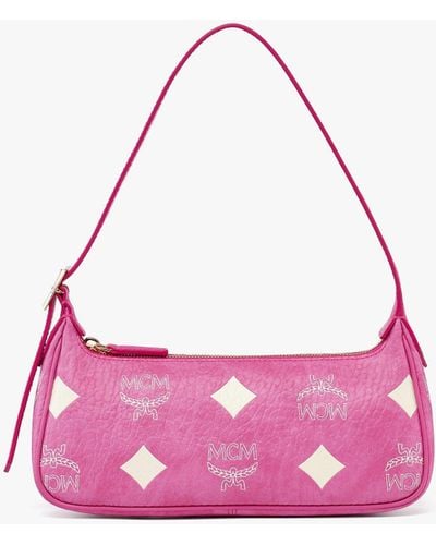 MCM Aren Shoulder Bag In Maxi Visetos - Pink