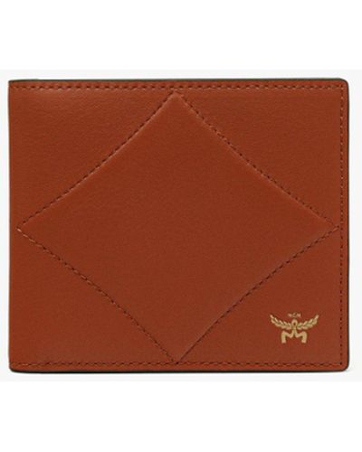 MCM Diamond Bifold Wallet In Spanish Calf Leather - Brown