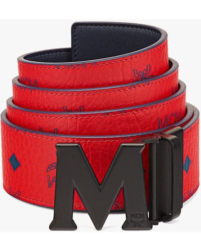MCM Claus Matte M Reversible Belt 1.75" In Visetos - Red