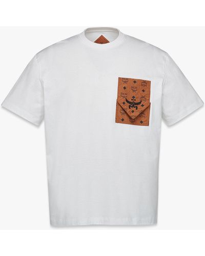 MCM Monogram Patch Pocket T-shirt In Organic Cotton - White