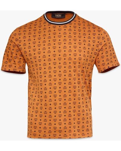 MCM Visetos Print T-shirt In Organic Cotton - Orange