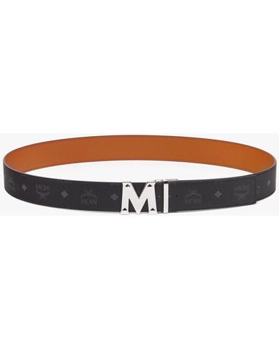 MCM Claus Studded M Reversible Belt 1.75" In Visetos - Brown