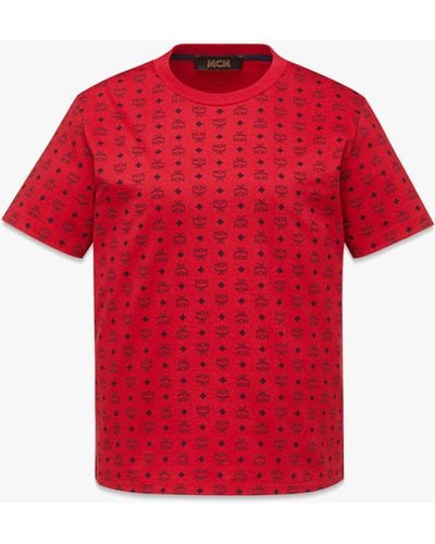 MCM Visetos Print T-shirt In Organic Cotton - Red