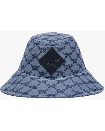 MCM Wide Bucket Hat In Lauretos Denim Jacquard - Blue