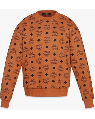 MCM Maxi Monogram Print Sweatshirt In Organic Cotton - Orange