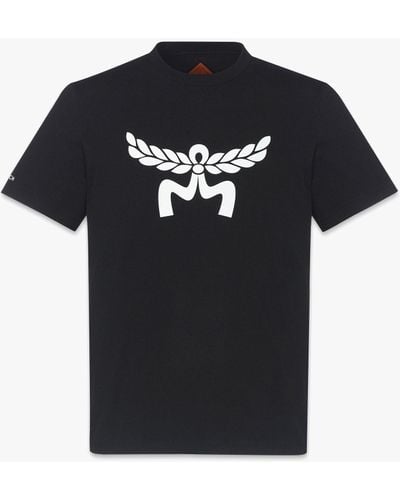 MCM Laurel Logo Print T-shirt In Organic Cotton - Black