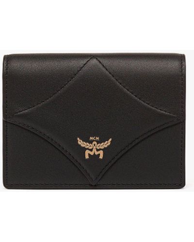MCM Diamond Snap Wallet In Spanish Calf Leather - Black