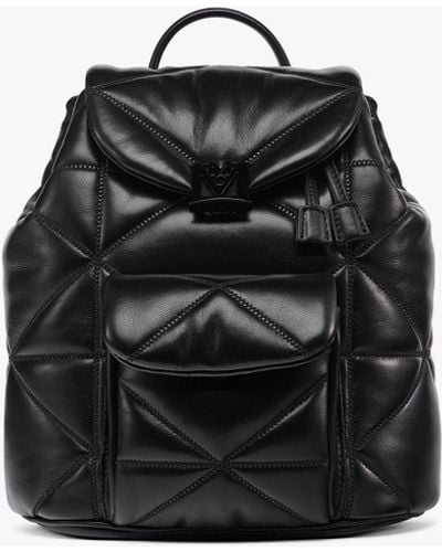 MCM Travia Backpack In Cloud Quilted Lamb Leather - Black