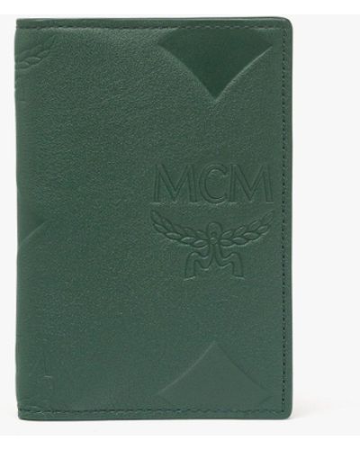 MCM Aren Bifold Card Wallet In Maxi Monogram Leather - Green