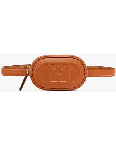 MCM Mode Travia Belt W/ Zip Pouch In Nappa Leather - Brown