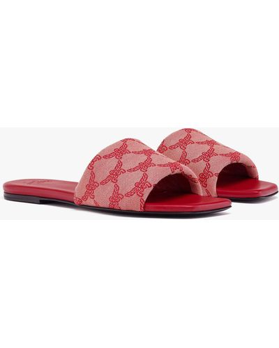 MCM Flat Sandals In Lauretos Jacquard - Pink