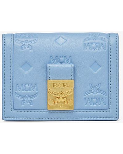 MCM Tracy Wallet In Embossed Monogram Leather - Blue