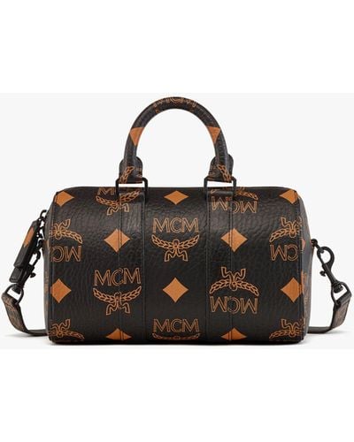 MCM Aren Boston Bag In Maxi Visetos - Black