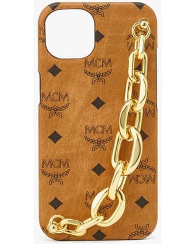 MCM Iphone 13 Case In Visetos W/ Chain Handle - Multicolor