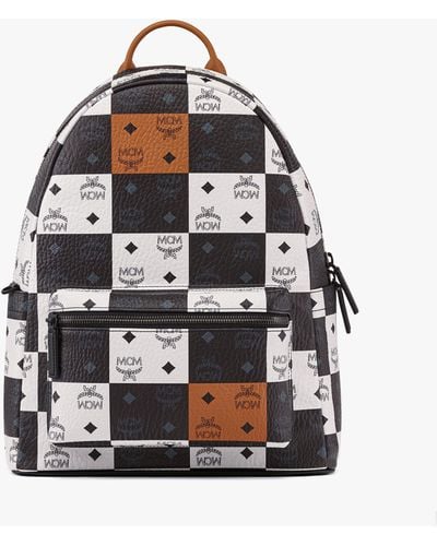 MCM Stark Backpack In Checkerboard Visetos - White