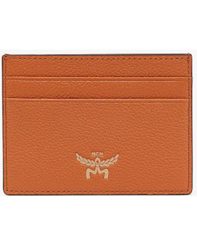 MCM Himmel Card Case In Embossed Leather - Orange